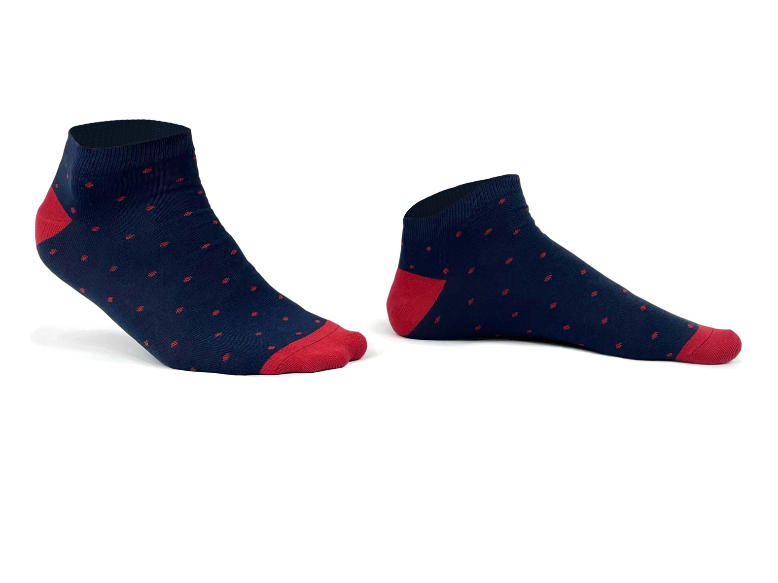 socquettes fantaisie à motifs en coton hommes femmes bleu marine pois rouges